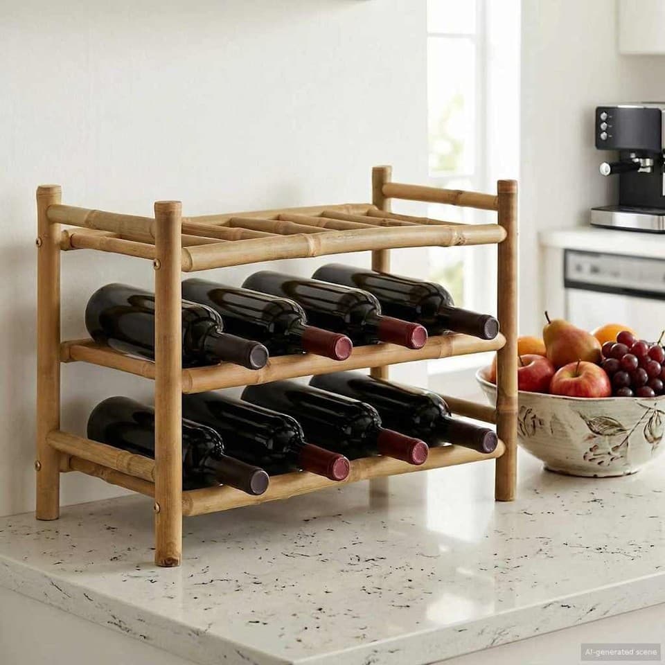 Étagère à vin Naturel Bambou Étagère à Mobilier en Supports à modernes vidaXL vi
