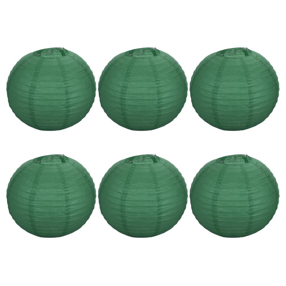 16 Pouce Papier Lanternes, 6 Paquet Rond Pliable Suspendu Lampe Ombre Foncé Vert