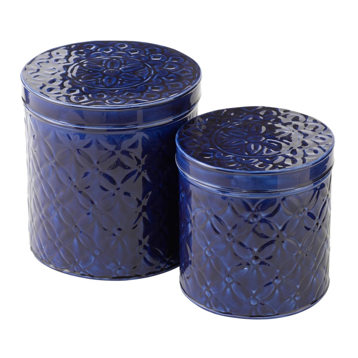 Lot de 2 Boîtes en Métal "Nag" 20cm Bleu