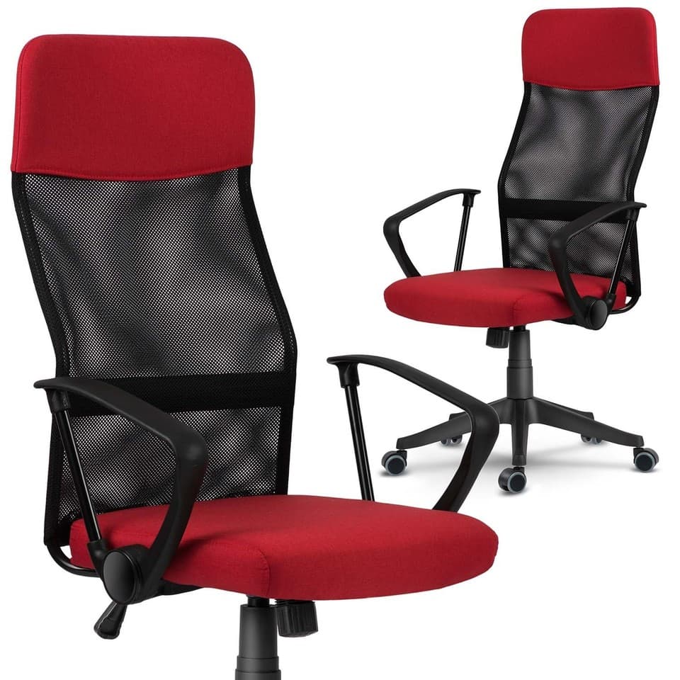 Chaise de bureau Sofotel Sydney en micro-maille rouge et noire