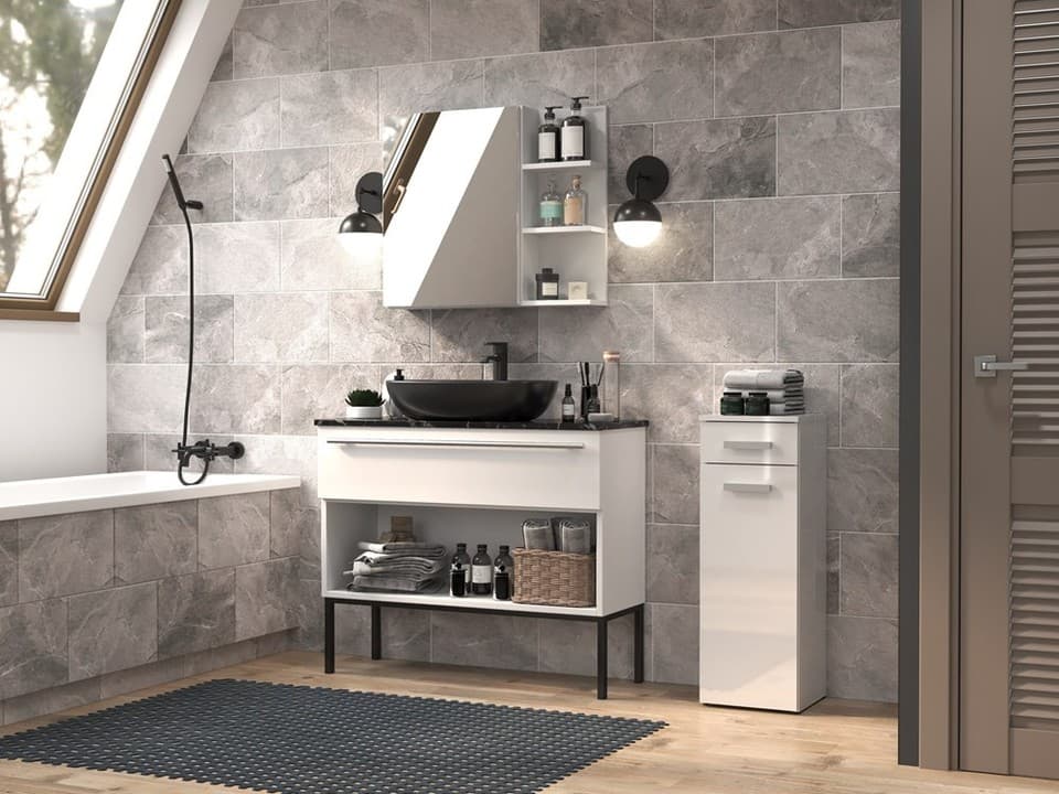 Colonne de salle de bain Nel V DS, blanc brillant