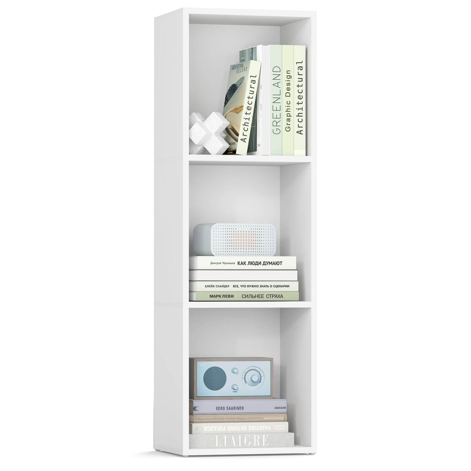 Custos Collection - Bibliothèque, Étagère sur 3 Niveaux, Meuble de Rangement