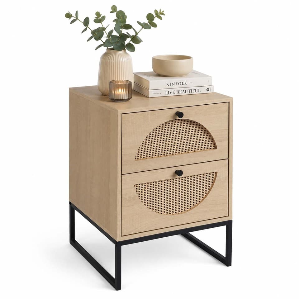 Table de chevet, table d'appoint, meuble de chevet, console 2 tiroirs