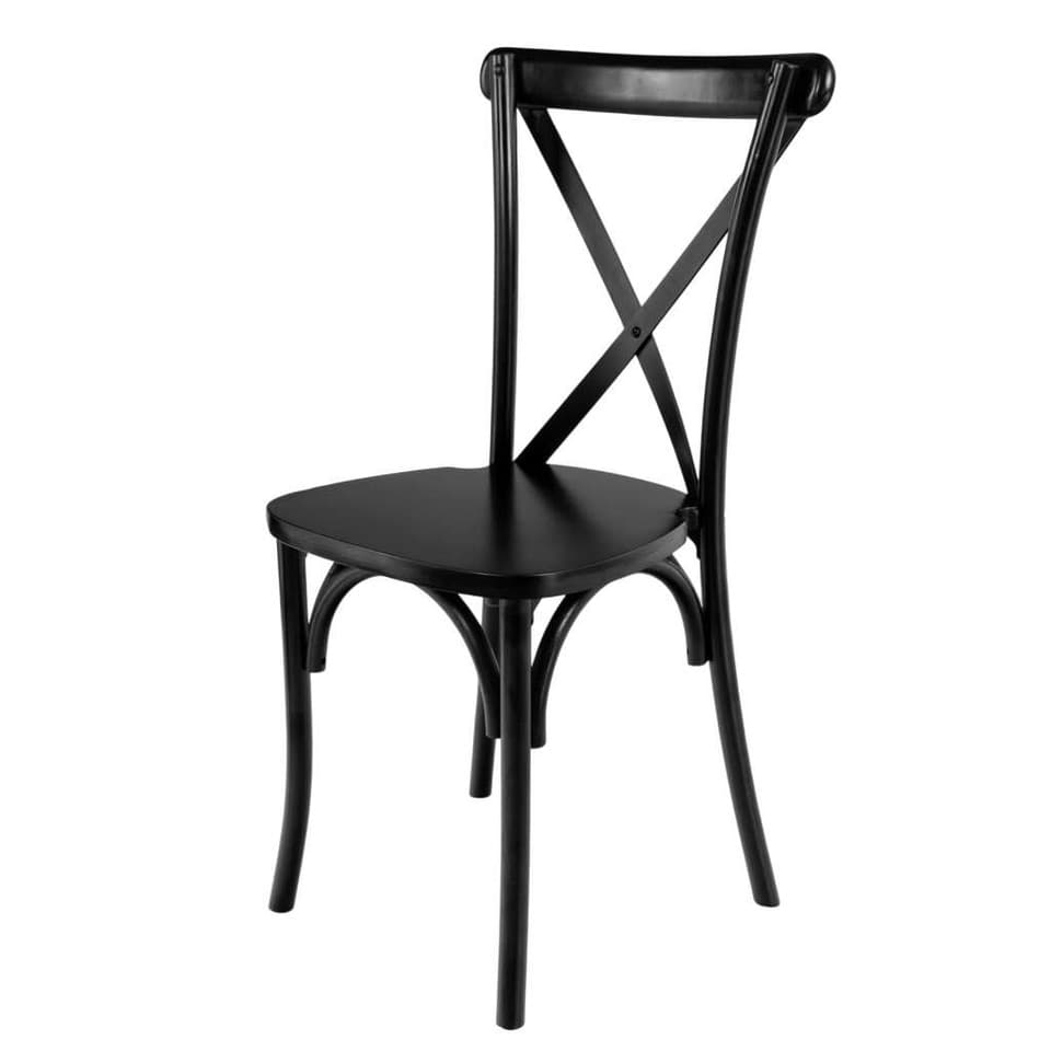 Chaise de banquet rustique en bois de hêtre FURVERO BOHO noir N