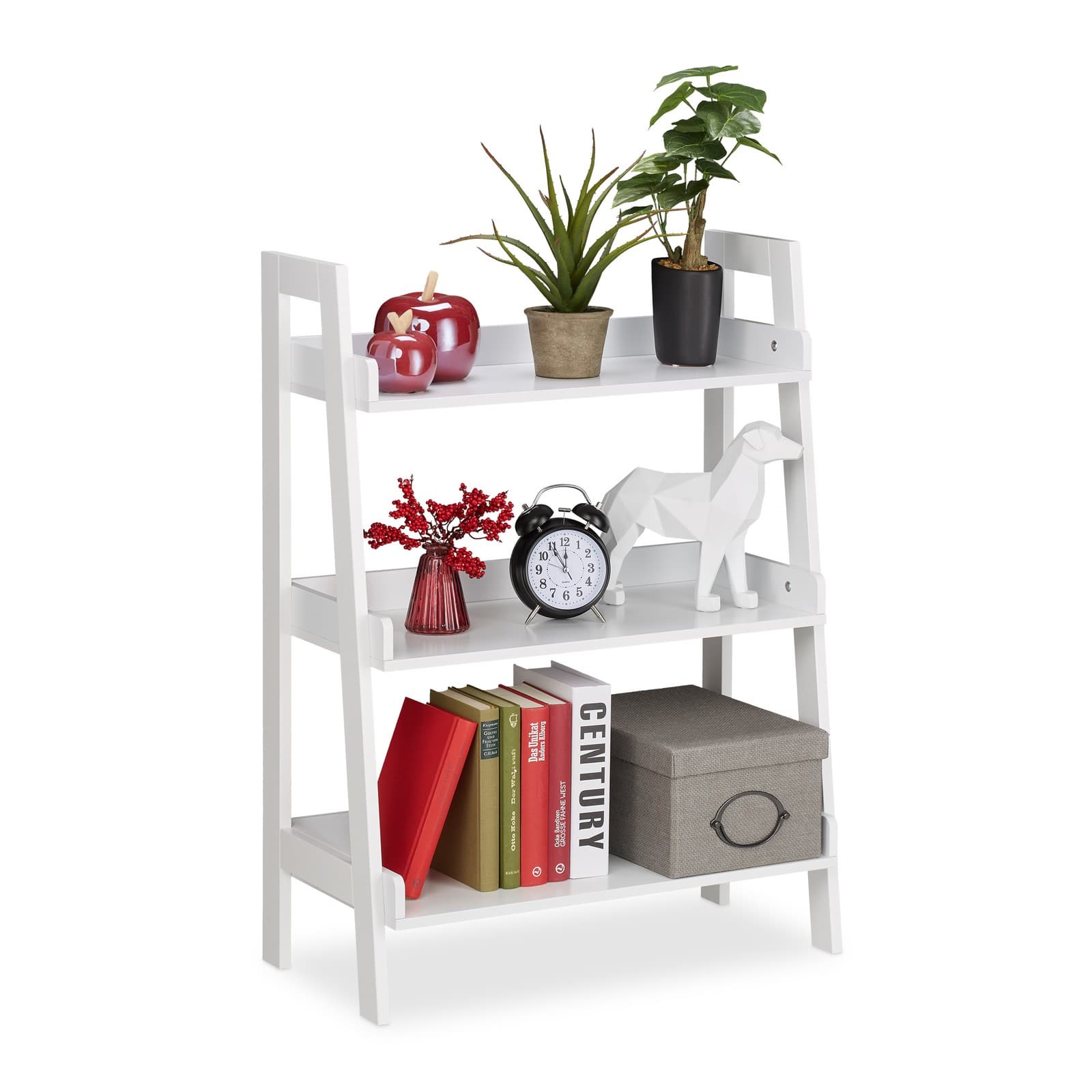 Etagère droite banche meuble de rangement 8 kg MDF étagère décorative 3 étagères