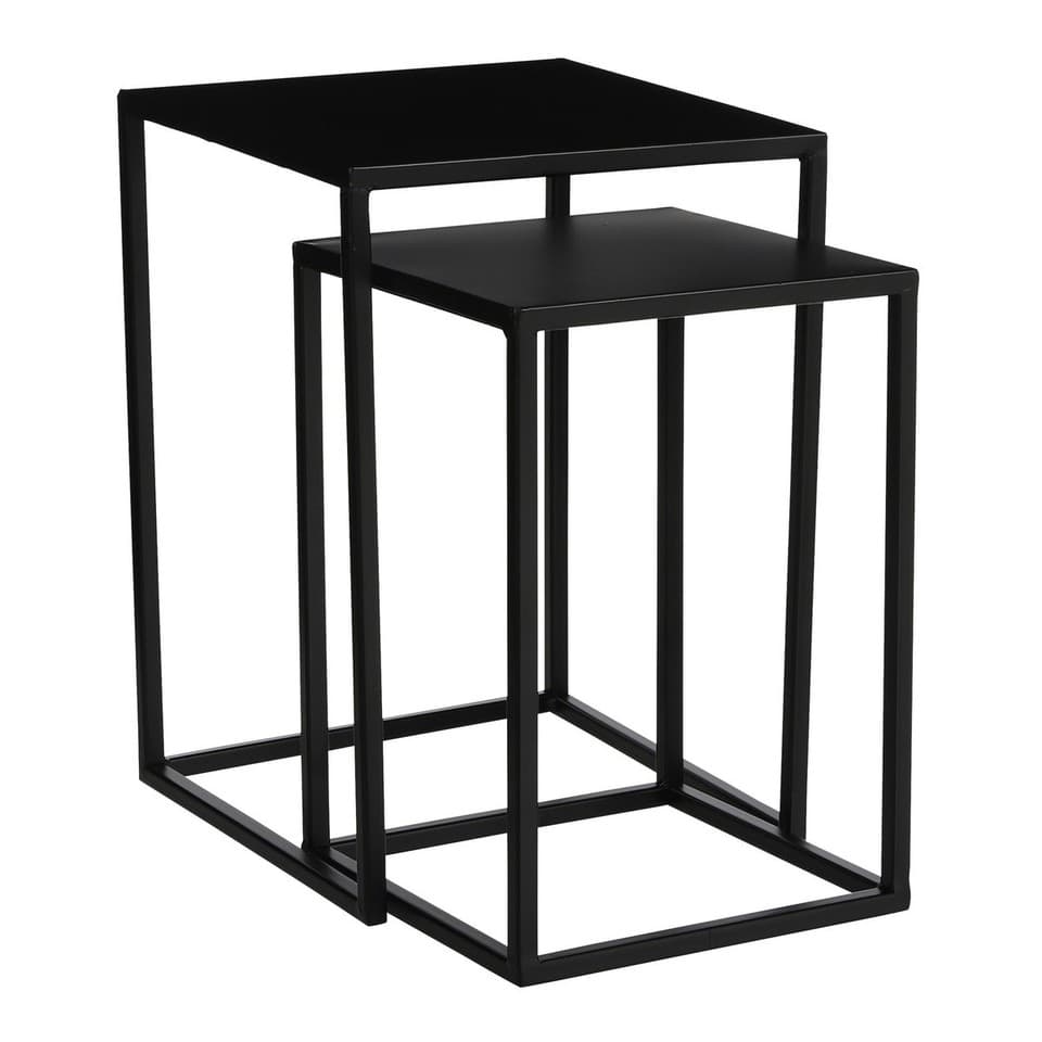 Mica Decorations Goa Lot de 2 table d'appoints - H42 cm - Noir