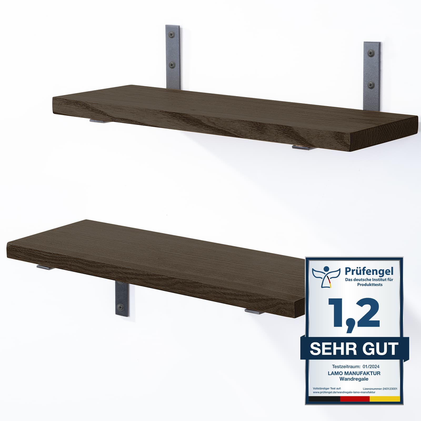 Lamo Étagère Murale Set Étagères à Suspendre 42cm Schweberegal 100% Bois Massif