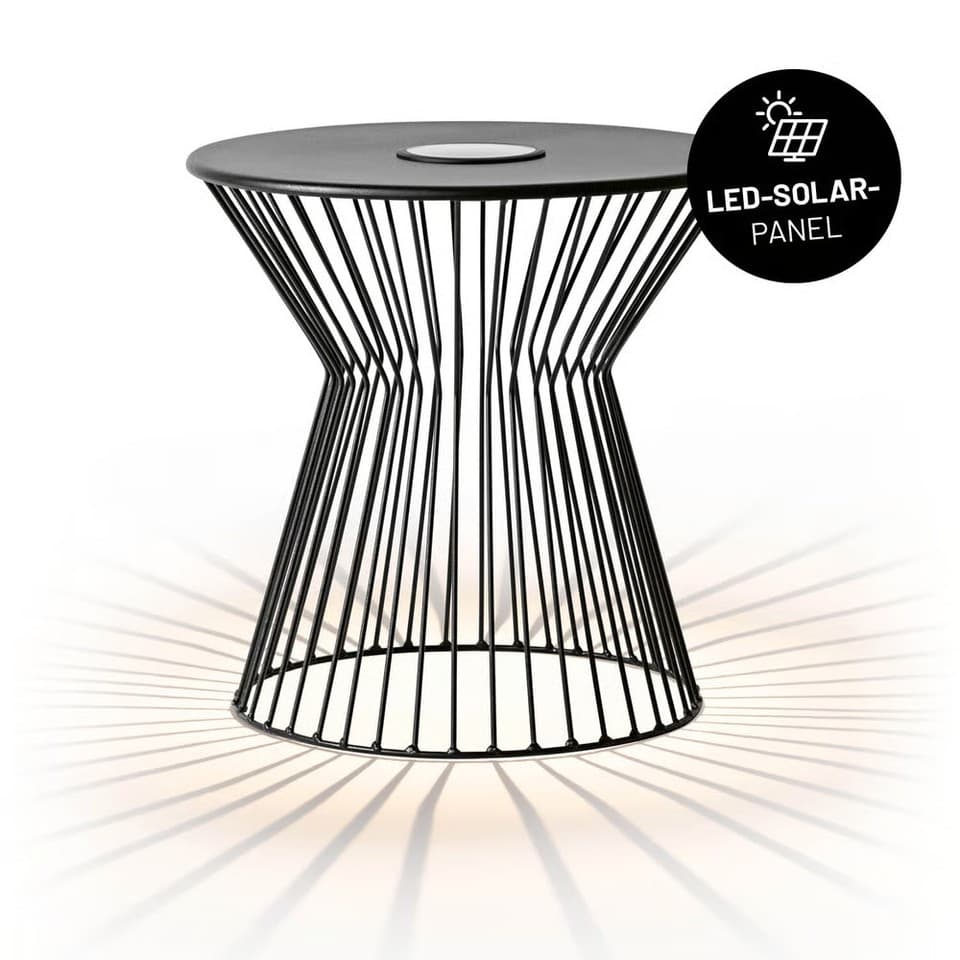 LUMALAND Table d'appoint 40x40 ronde table en osier en métal avec éclairage L...