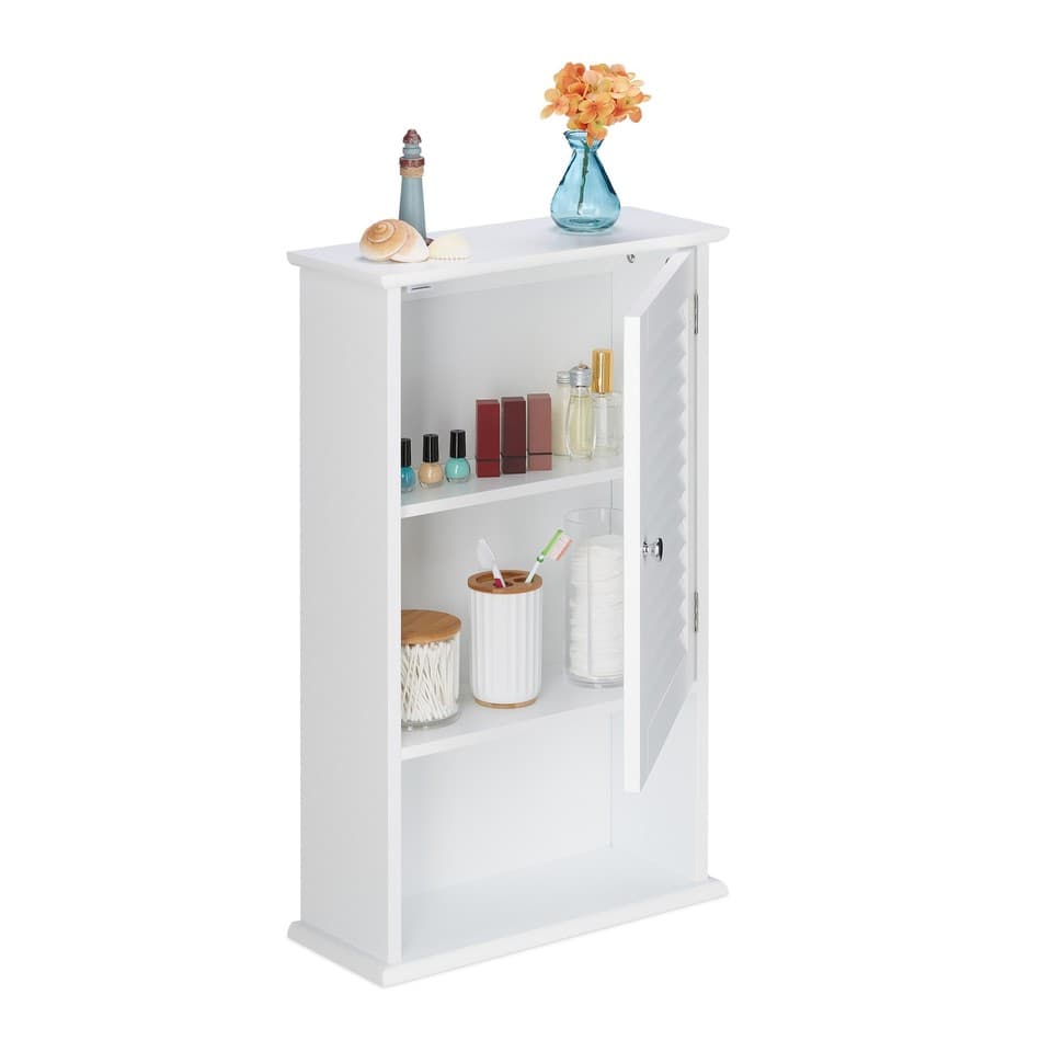 Armoire de salle de bain 3 niveaux MDF armoire compacte étagère de rangement
