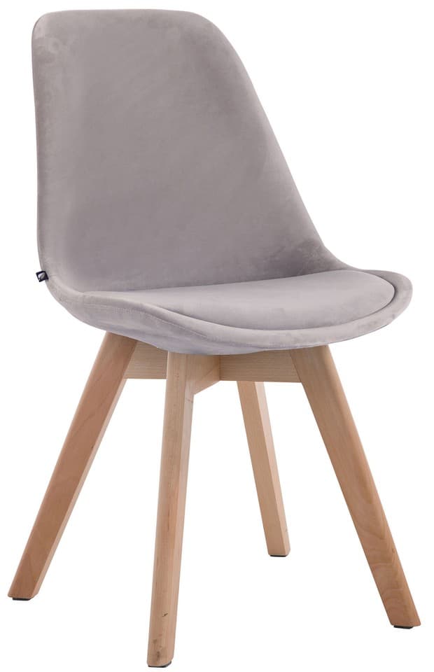 Chaise de salle à manger design Borneo V2 en velours avec Pieds en Bois solides