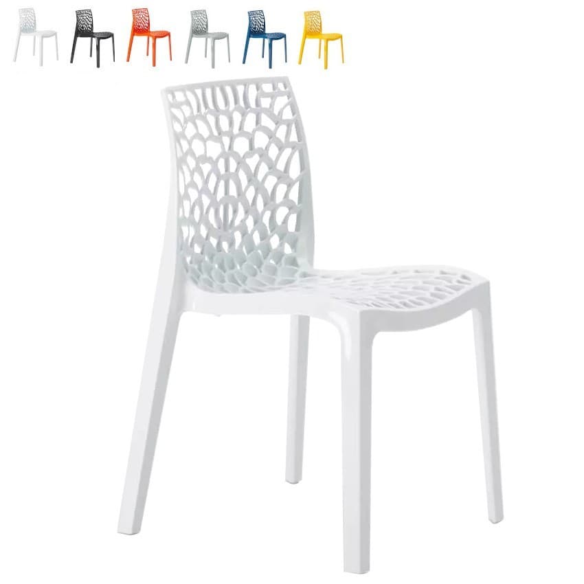 Chaise Polypropylène Design Nid d'Abeille de Jardin Bistrot Gruvyer Grand Soleil