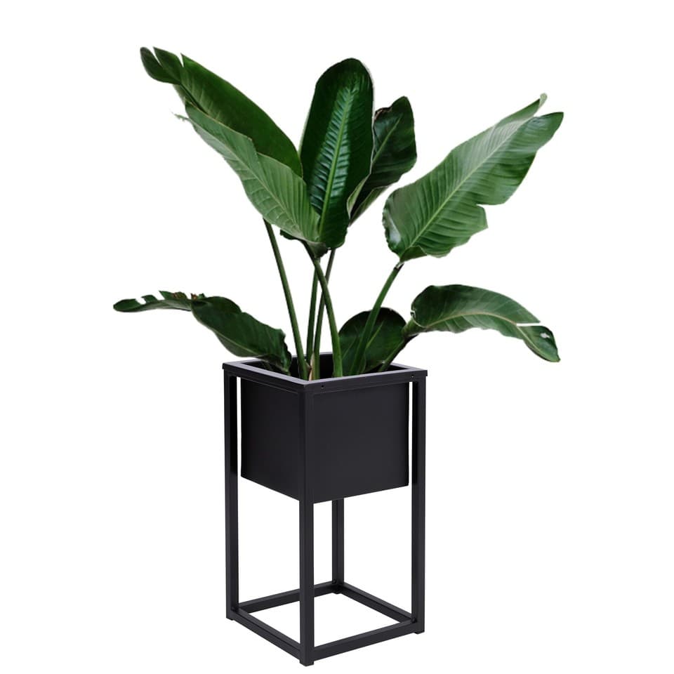 Support à fleurs Concave Loft 40 cm noir