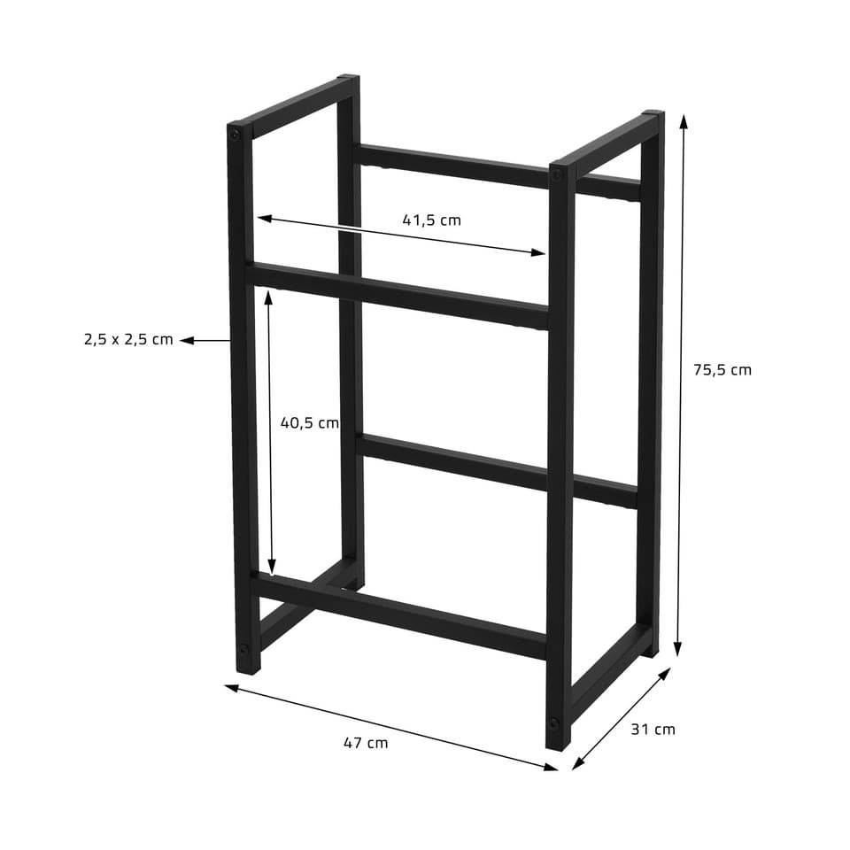 Étagère de rangement pour 2 caisses de boissons 47x31x75,5cm en acier anthracite