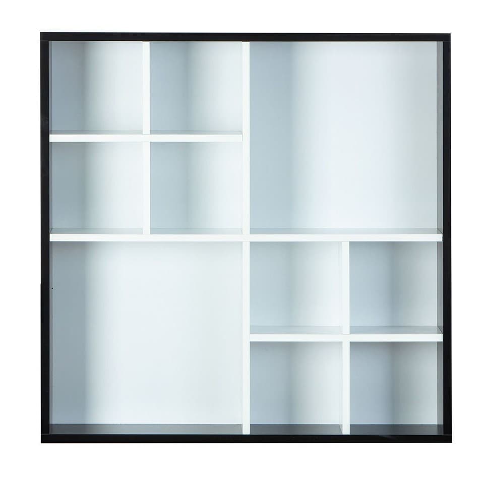 Étagère Murale 10 Compartiments "Bukan" 70cm Noir & Blanc