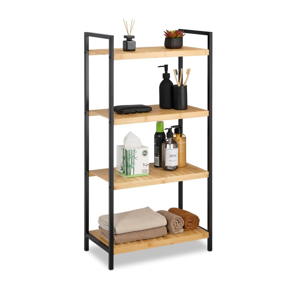 Étagère en bambou meuble de rangement 4 niveaux 3,4 kg étagère polyvalente