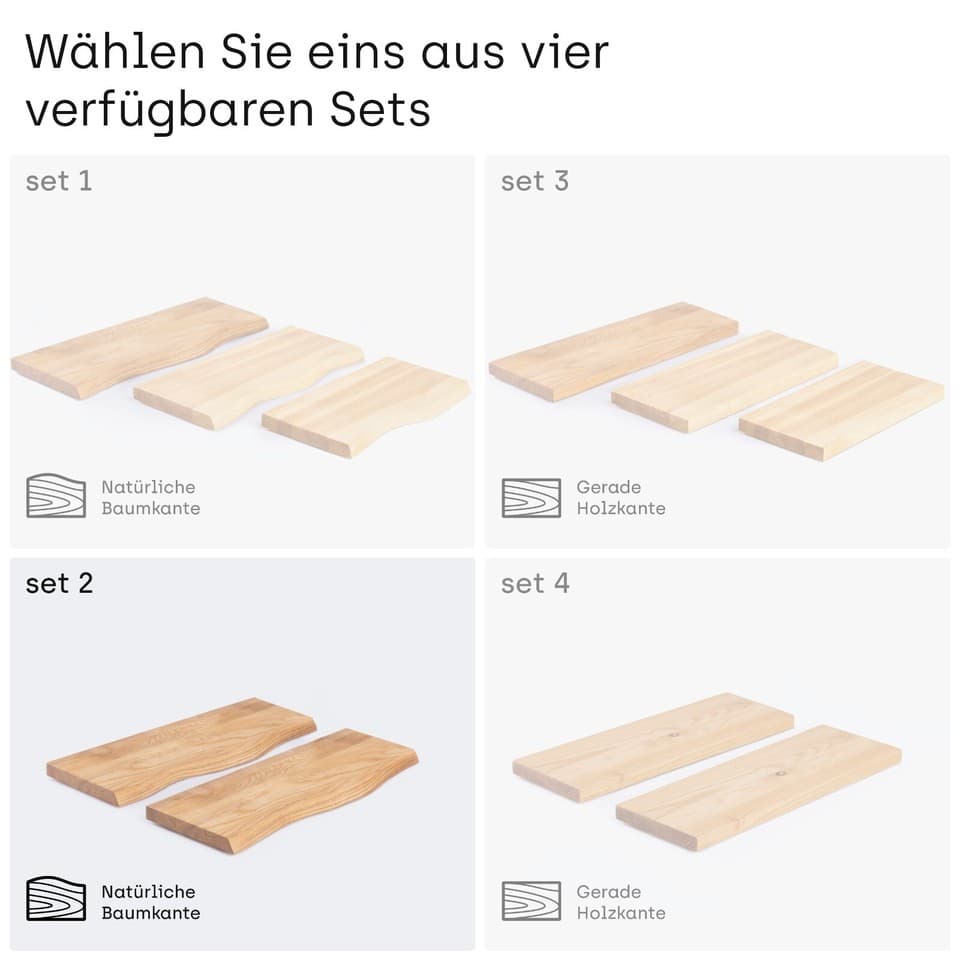 LAMO Manufaktur 2 Pièce Étagère Murale en Bois Avec Invisible Fixation Set 2