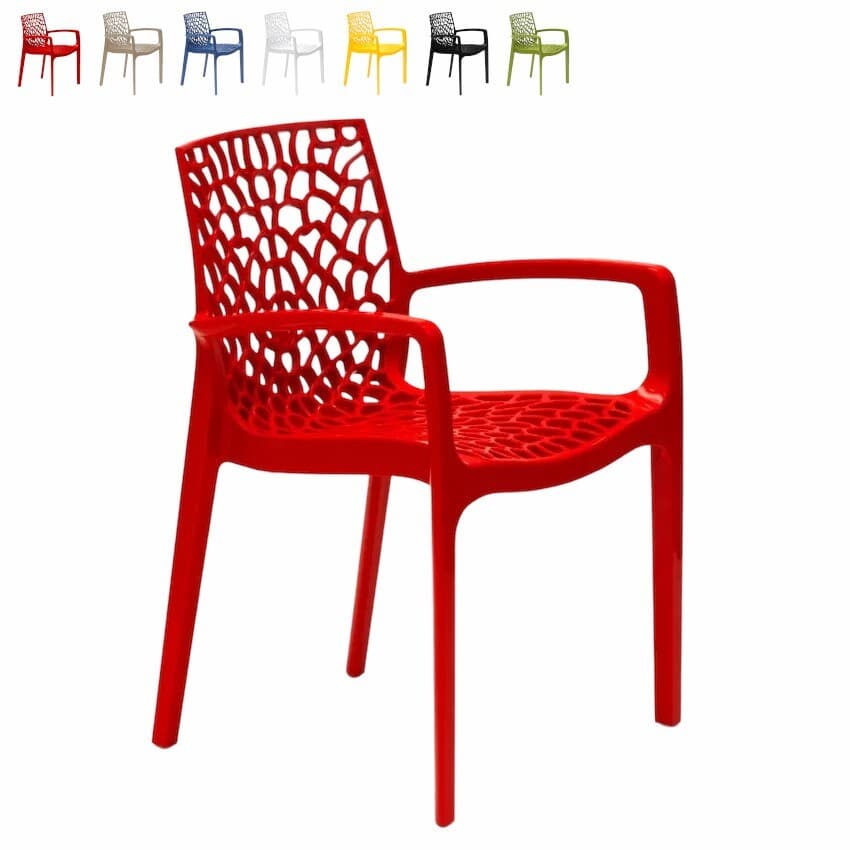 Chaise en Polypropylène avec Accoudoir Fauteuil Design pour Jardin Gruvyer Arm