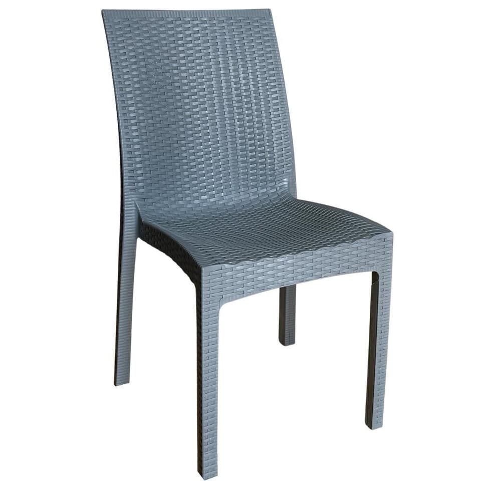 Chaise En Plastique Grise Effet Rattan Ciment Monobloc 1 Pièce
