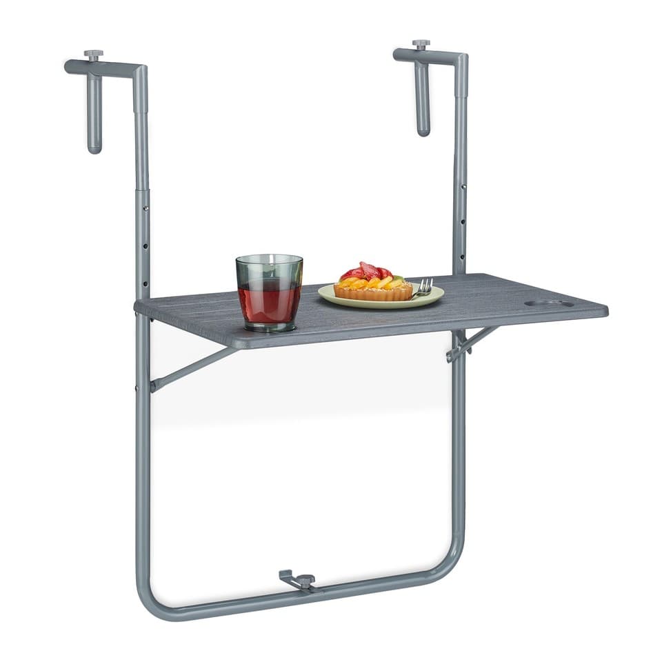 Table balcon 30 kg 2 porte-boissons table de balcon rabattable gris