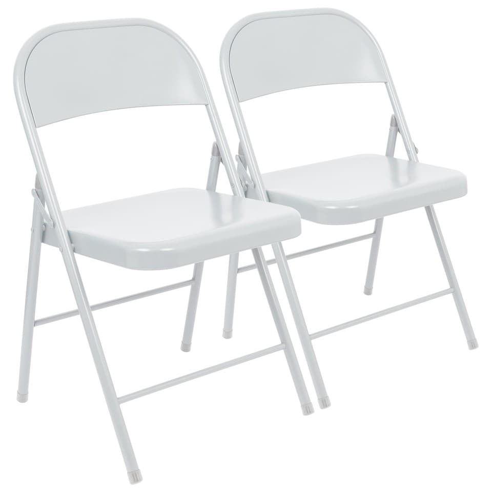 2x Blanc Mat Chaise Pliante en Métals Pliable Bureau Chaise de Salle à Manger