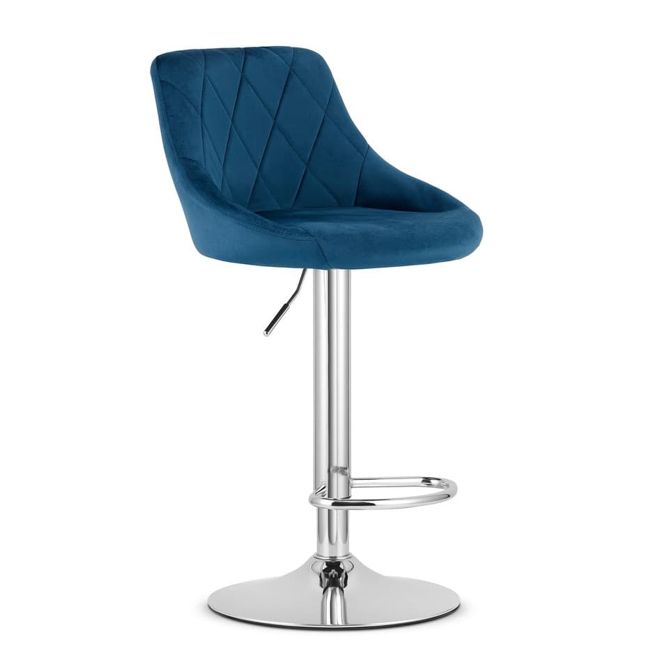 Tabouret KAST - velours bleu marine / piètement chromé