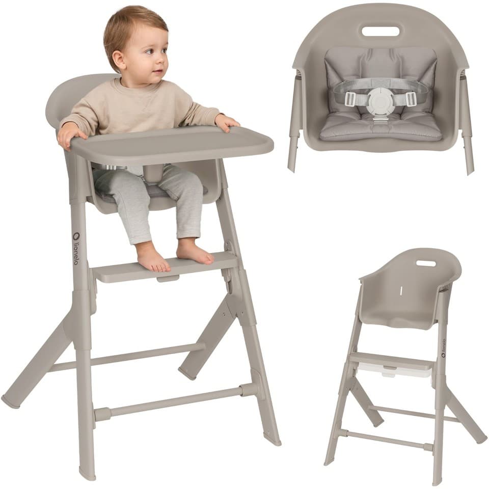 Chaise haute, 3-36 mois, jusqu'à 15 kg, repose-pieds réglable, sécurité à 3 p...