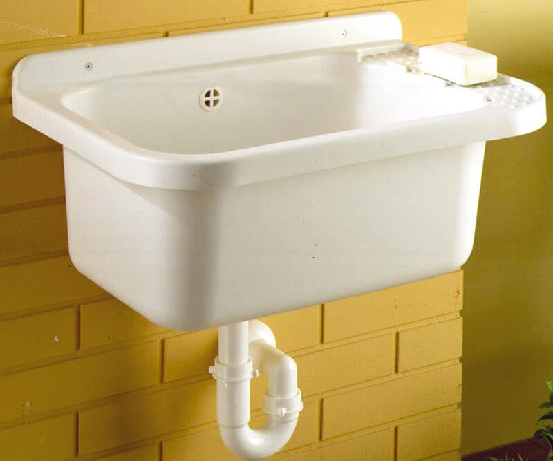 Salle de Lavage Suspendu Mural Plastique Pilozza Lavabo 50X34X25 Siphon Machine