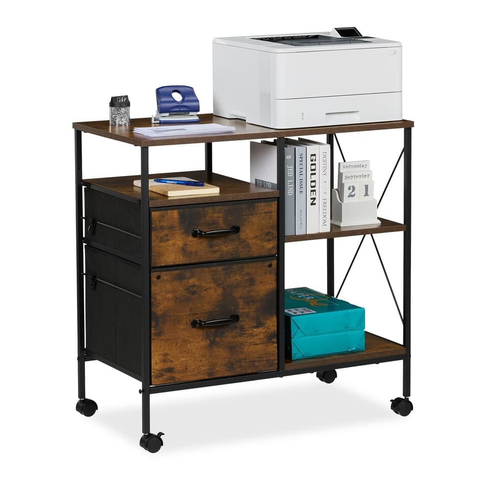Caisson à roulettes, meuble de bureau, commode mobile, chariot, tiroirs