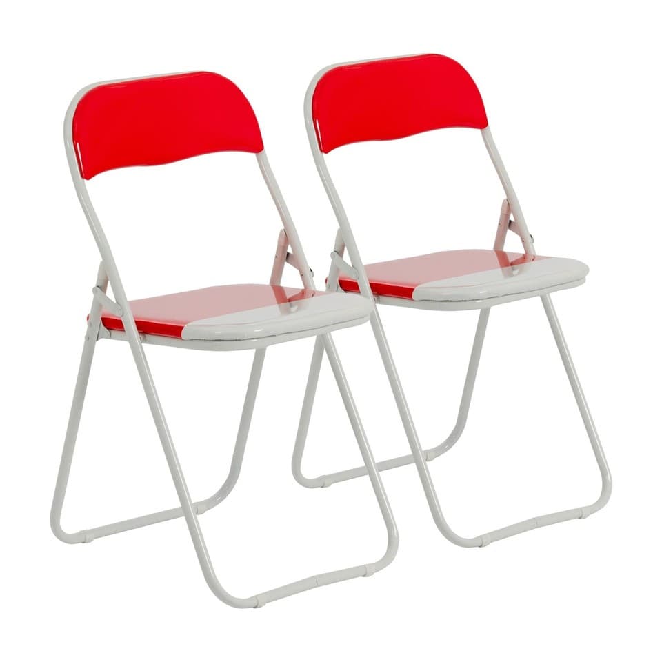 2x couleur rembourré Chaises pliantes Bureau Cadre métal Chambre Seating Rouge
