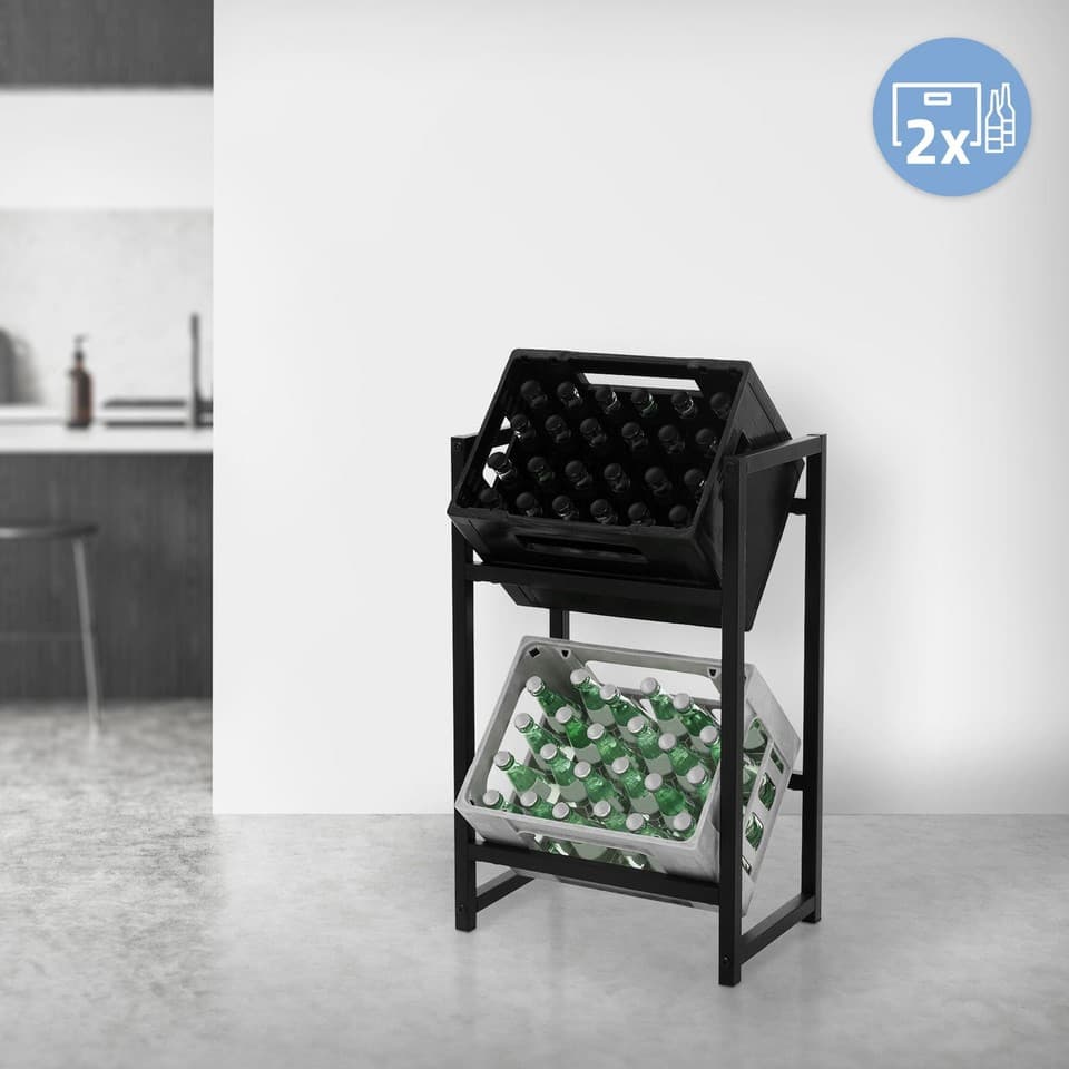 Étagère de rangement pour 2 caisses de boissons 47x31x75,5cm en acier anthracite