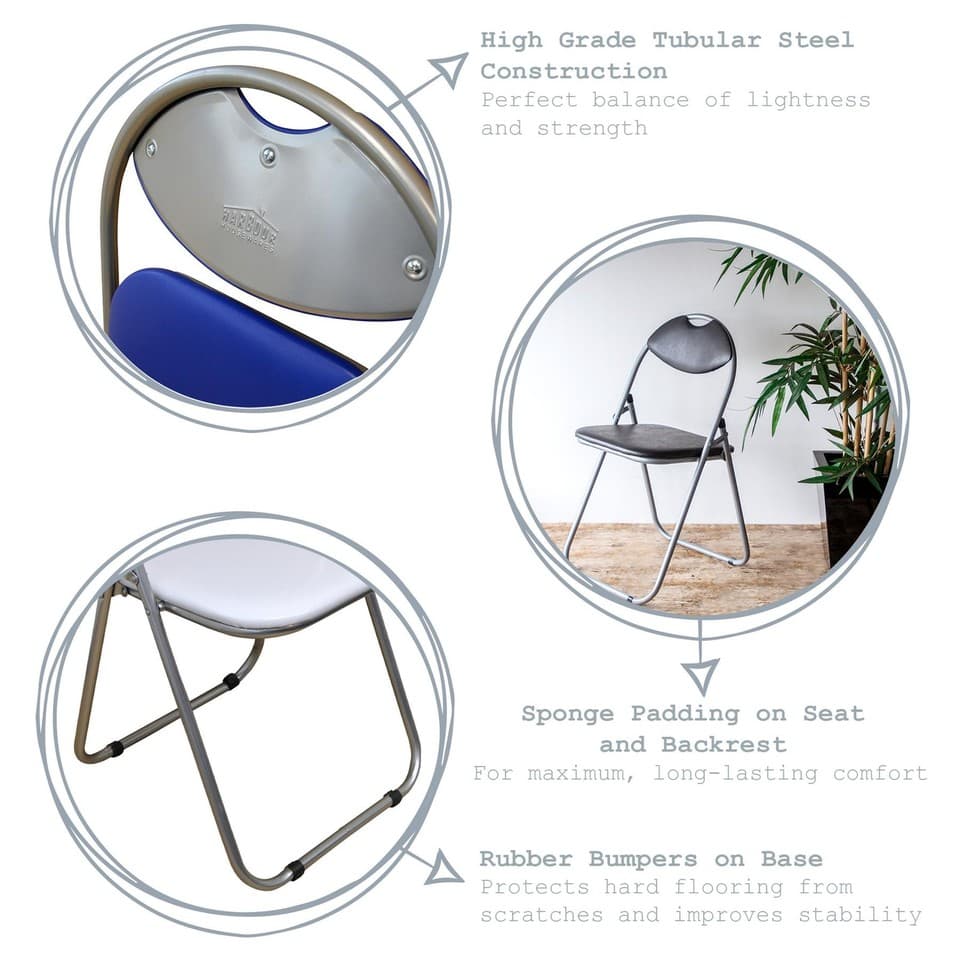 Rembourré Chaise pliante métal facile Magasin Chambre Bureau Siège Noir / Argent