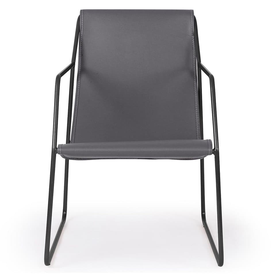 Fauteuil Design en Métal "Lysio" 88cm Gris & Noir