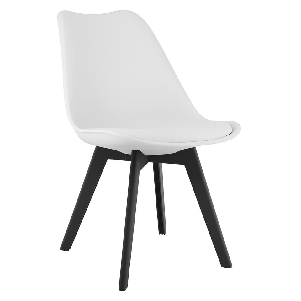 Chaise MARK - blanche / pieds noirs x 1