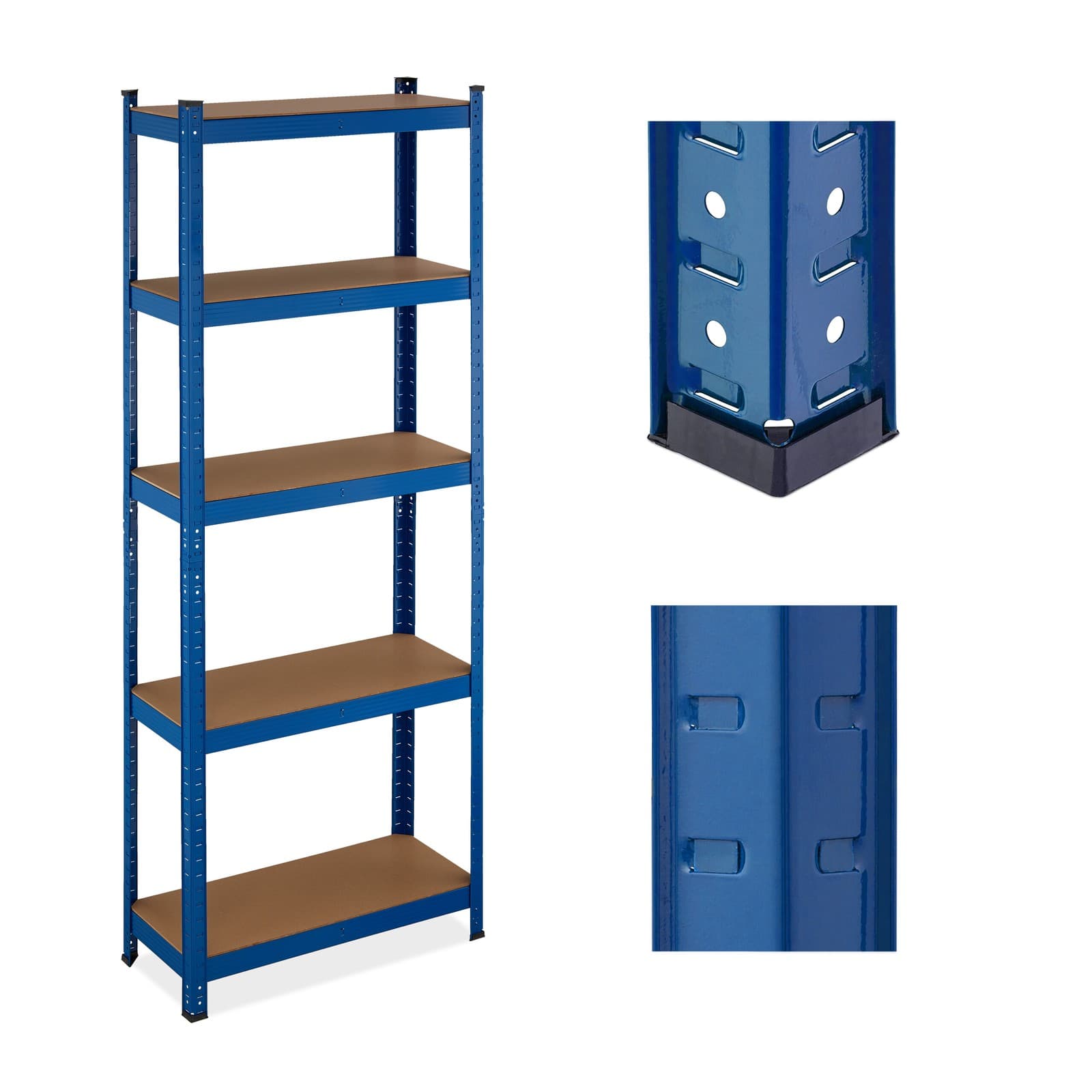Etagere charge lourde rayonnage métallique meuble de garage 5 niveaux bleu