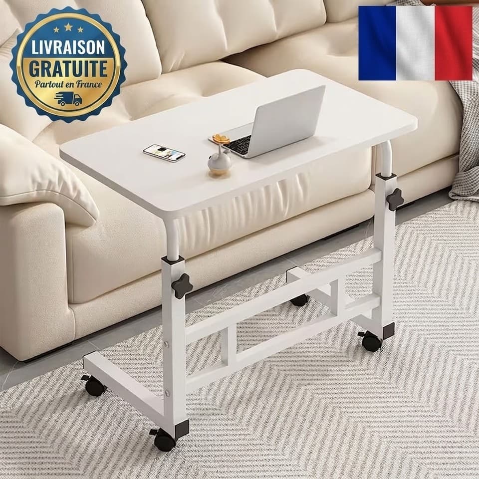 Bureau Ordinateur Pliable Réglable Laptop Table Blanc Livraison Gratuite