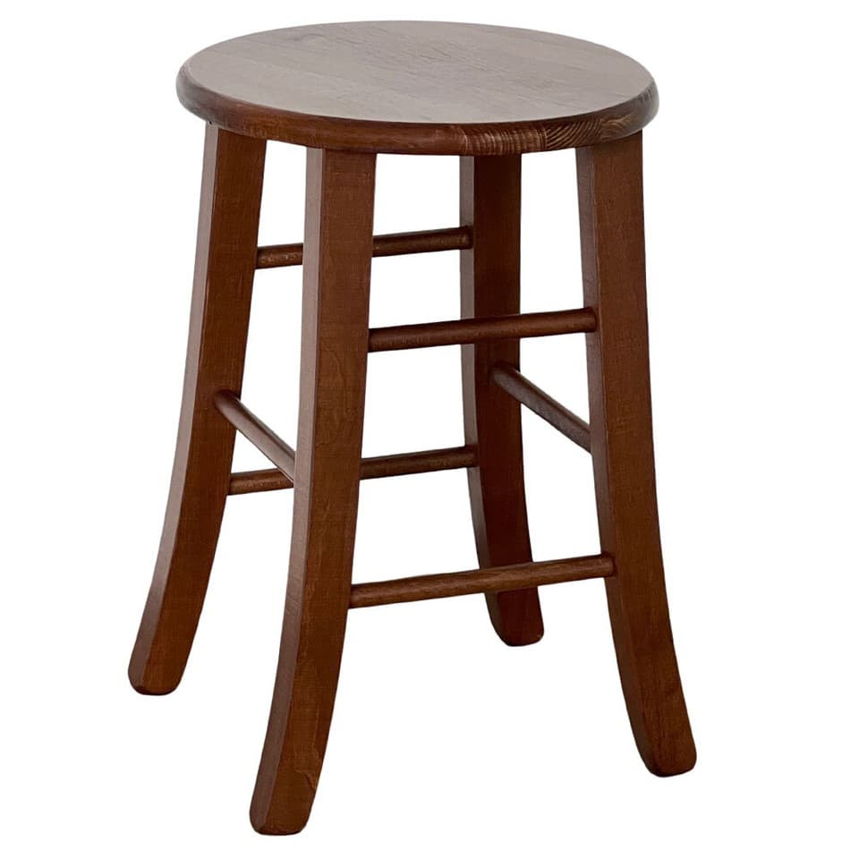 Sgabello BAR Siège Ronde H 47 CM Noyer Sombre Jambe Courbe Restaurant Pub BAR