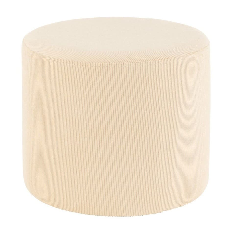 Pouf Déco en Velours "Lignes" 43cm Crème