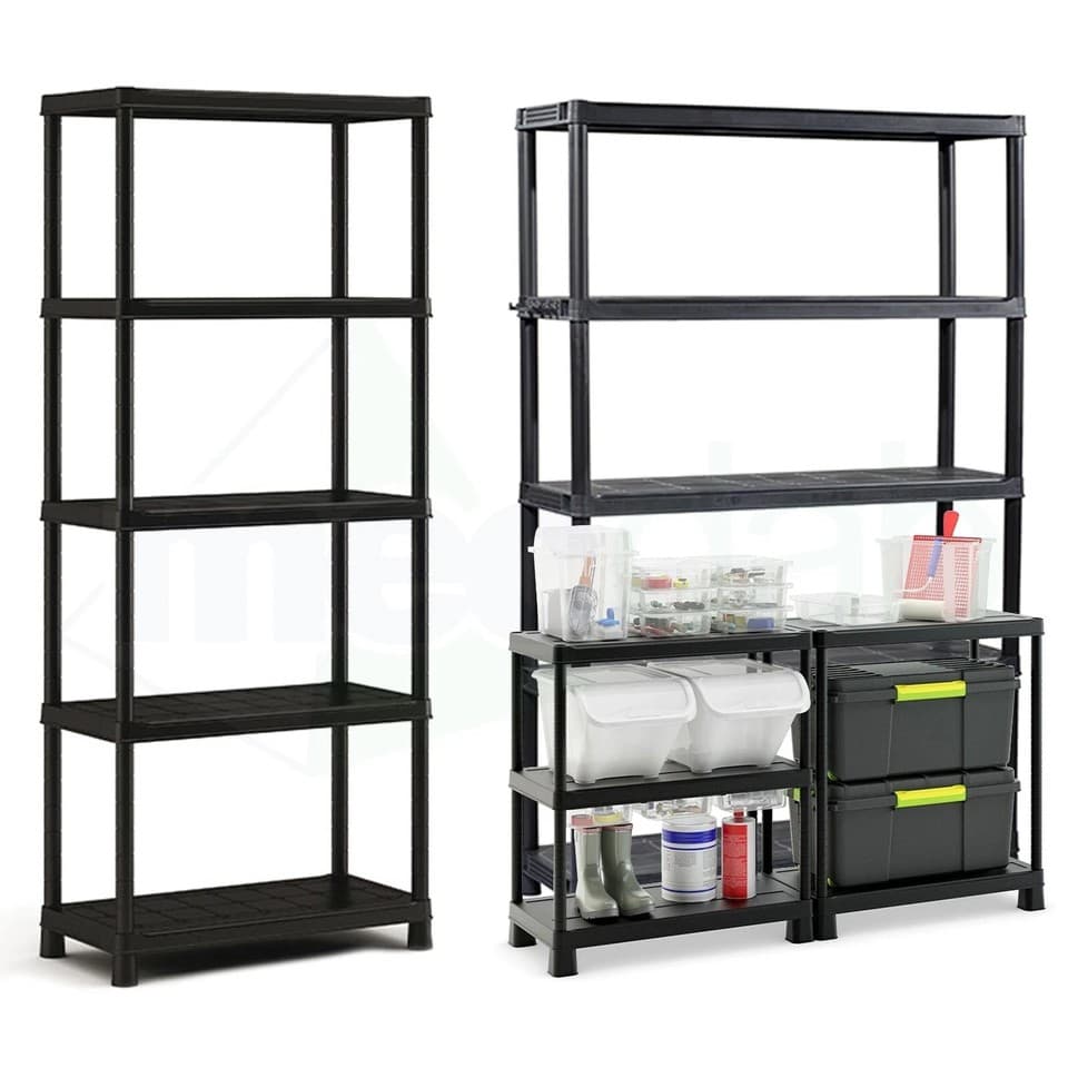 Étagère Modulaire En Résine Noire 4 Ou 5 Niveaux Montage Rapide Facile