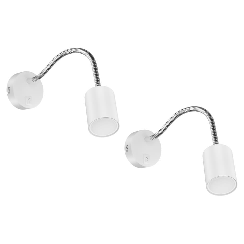 2x lampe de lecture/applique WAIKA col de cygne interrupteur blanc mat 1x GU10