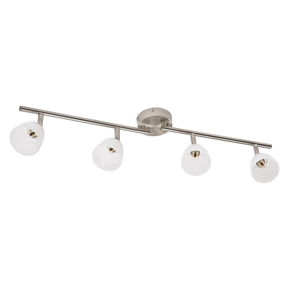 Luminaire apparent Spot Cup 4xG9 nickel brossé, spot verre albâtre orientable,