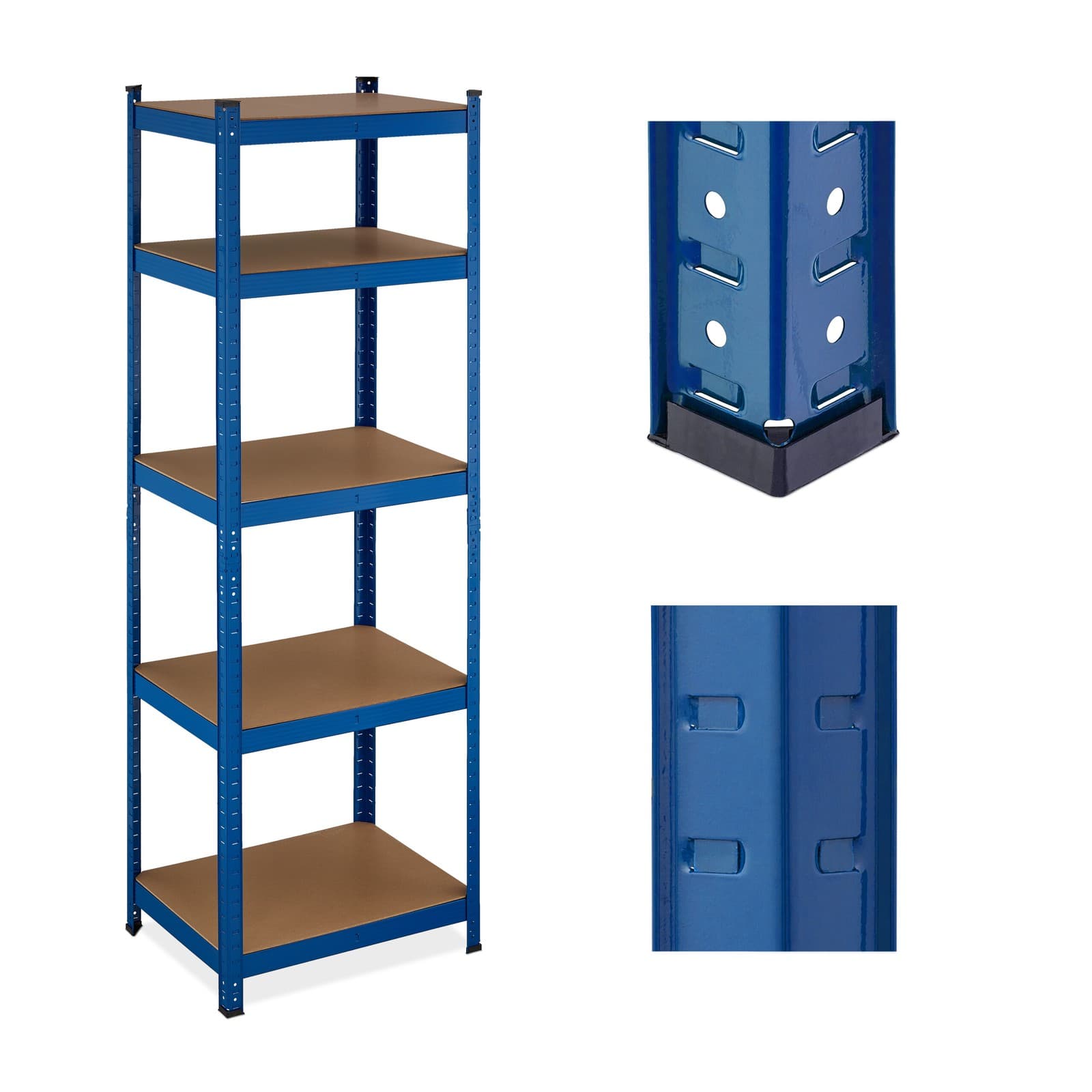 Etagere charge lourde rack de rangement 5 niveaux étagère métallique bleu