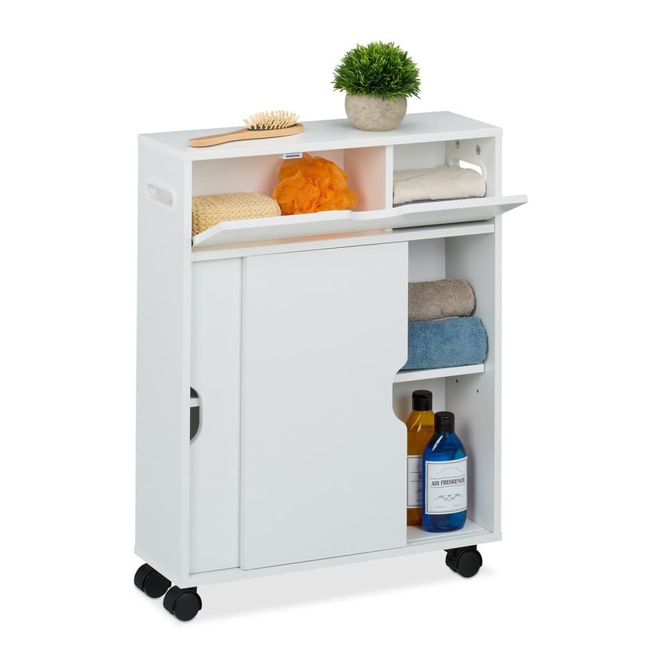 Chariot niche Chariot salle de bain Chariot cuisine Étagère coulissante blanche