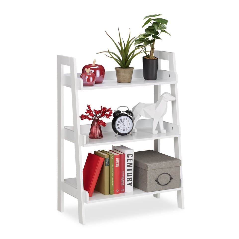 Etagère droite banche meuble de rangement 8 kg MDF étagère décorative 3 étagères
