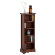 Etagère pour CD avec 4 tablettes en bois de paulownia et MDF lasuré brun foncé