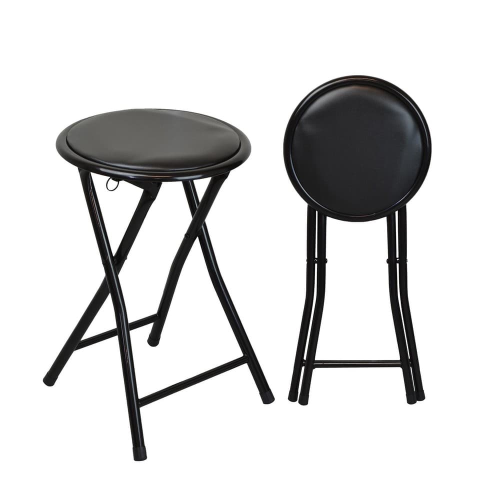 2x rembourré pliant Tabourets Bureau métal magasin Chambre Noir
