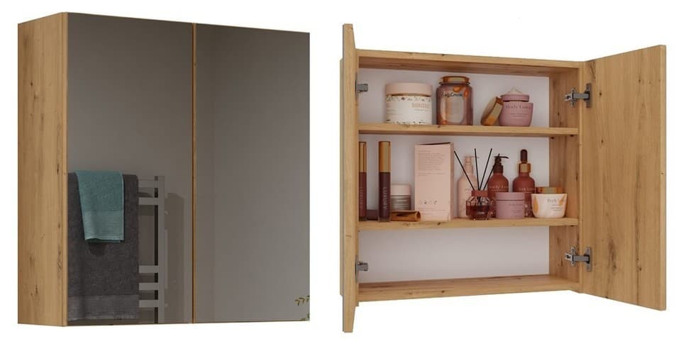 Armoire de salle de bain suspendue avec miroir au-dessus de l'évier Pola...