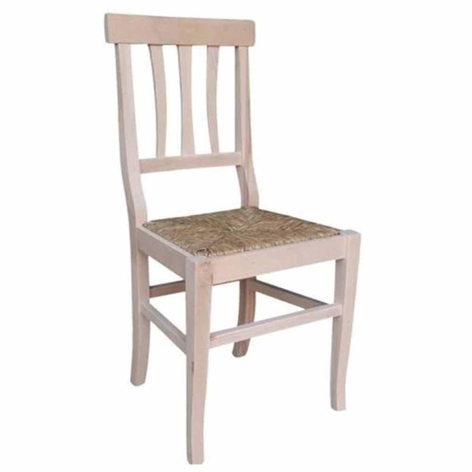 Chaise Vittoria En Bois Brut À Vernir Avec Assise En Paille Palustre