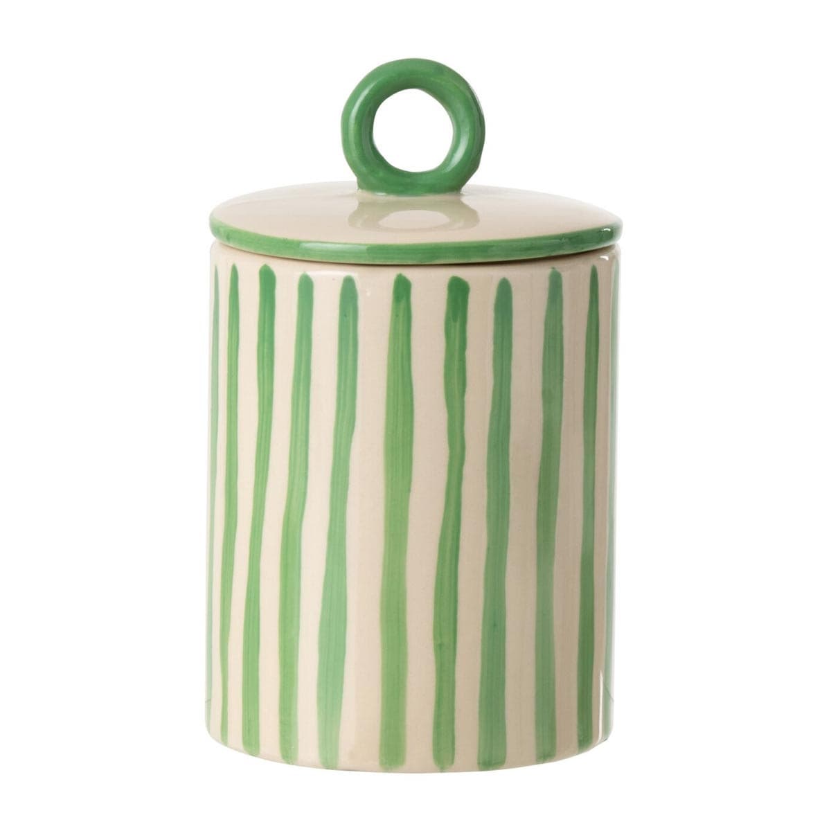 Boîte Déco Rayée en Porcelaine "Menton" 34cm Vert